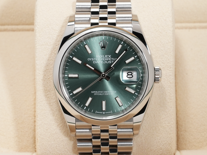Rolex Datejust 36 Ref. 126200 Stainless Steel Mint Green Dial Jubilee Bracelet