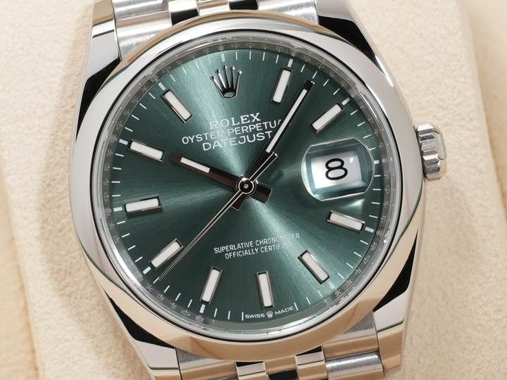 Rolex Datejust 36 Ref. 126200 Stainless Steel Mint Green Dial Jubilee Bracelet