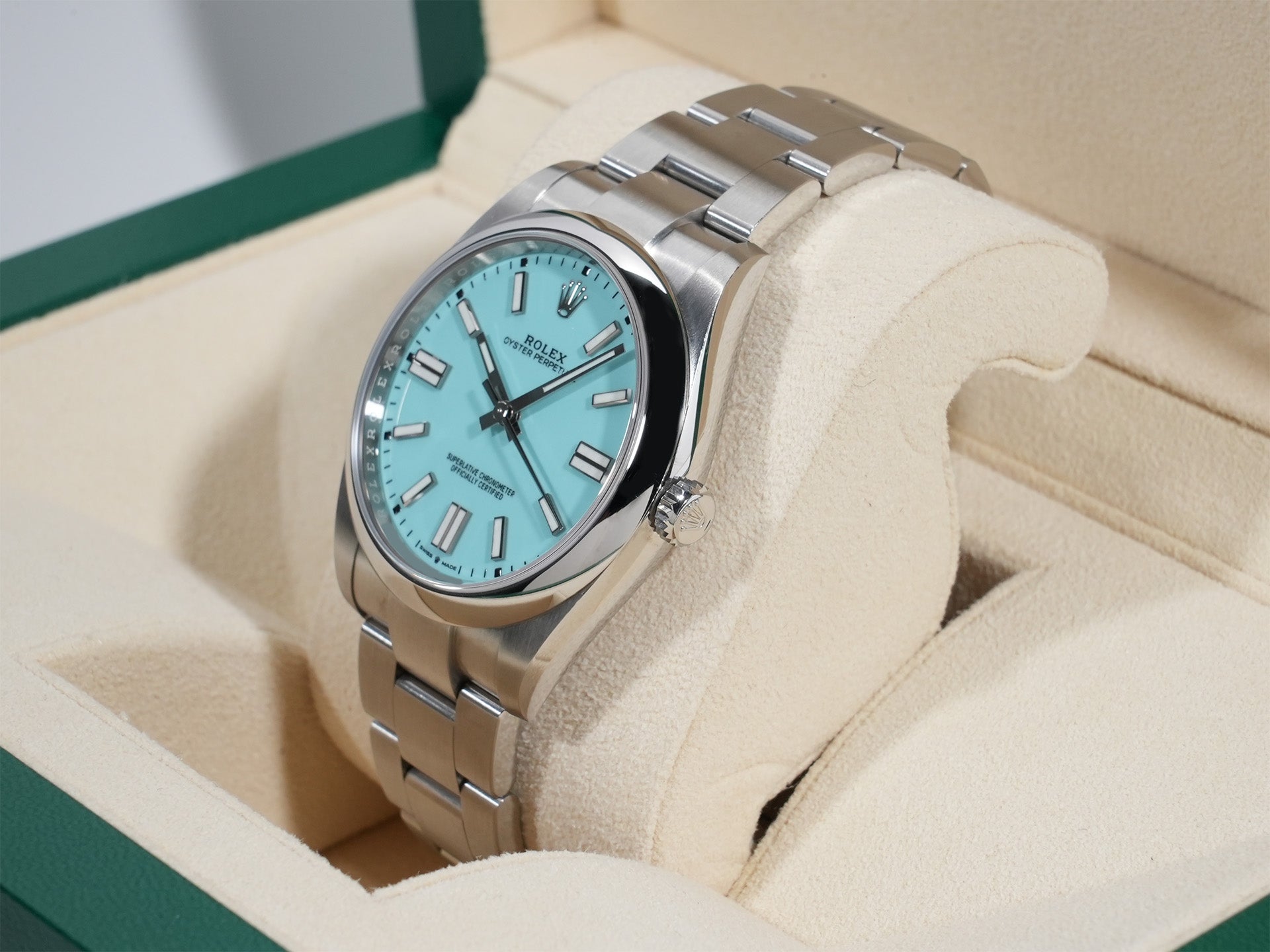 Rolex Oyster Perpetual 41 Ref.124300 SS Turquoise Dial Used tiiu3e9v