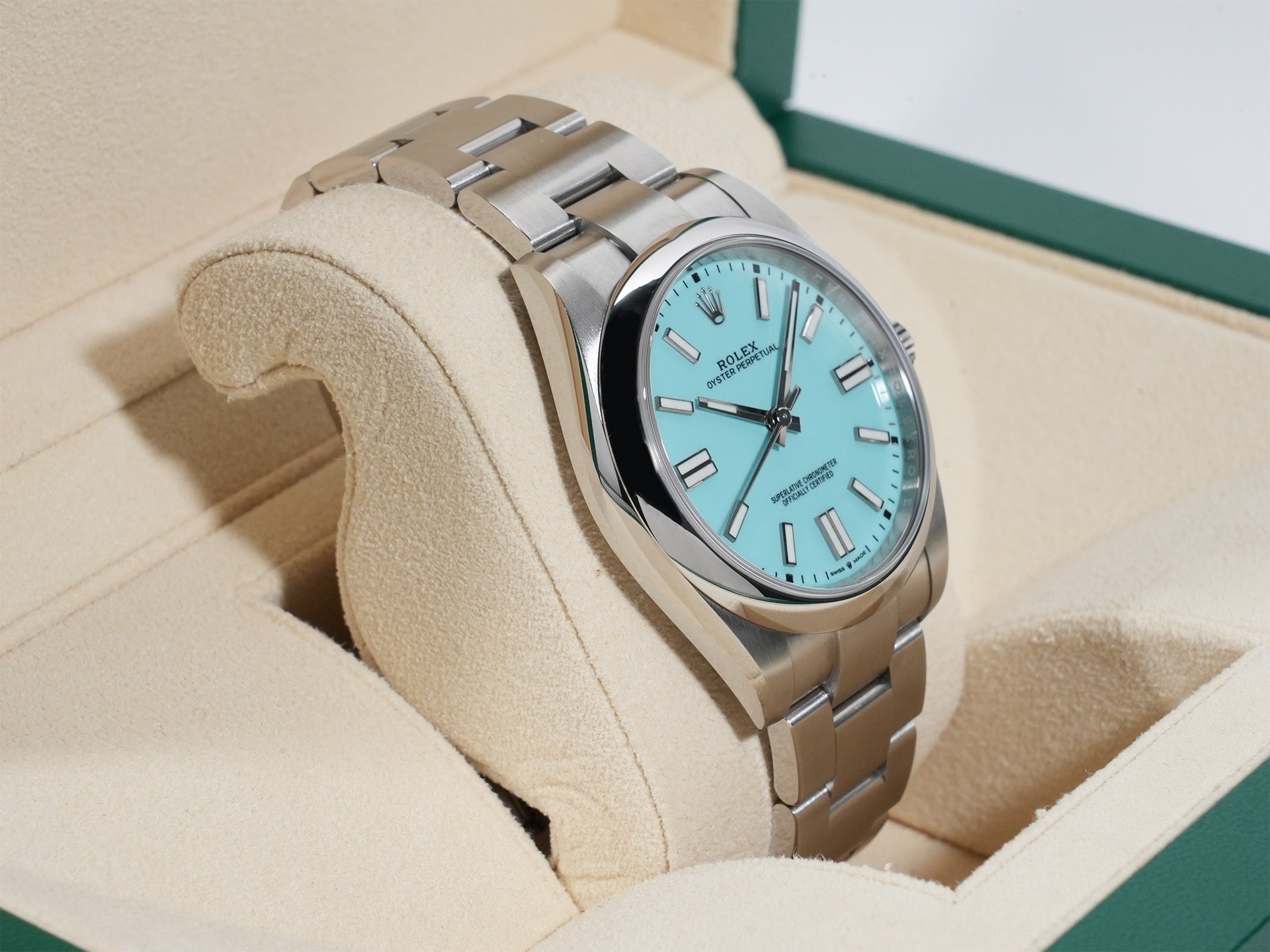 Rolex Oyster Perpetual 41 Ref.124300 SS Turquoise Dial Used tiiu3e9v