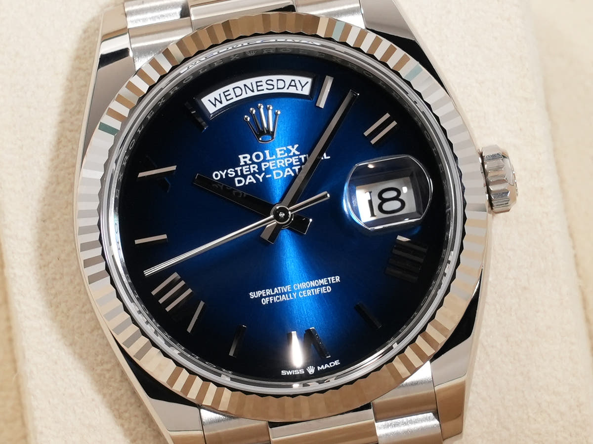 ロレックス デイデイト36 Ref.128239 18KWG ブルーオンブレ文字盤 中古 kk522ia7