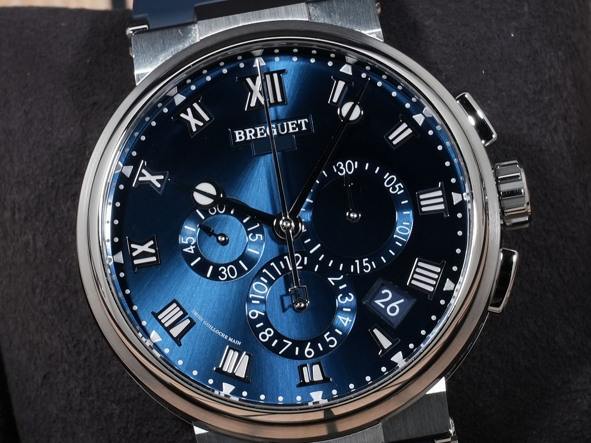 ブレゲ マリーン クロノグラフ Ref.5527TI/Y1/5WV TI ブルー文字盤 美中古 bvf8vqkf