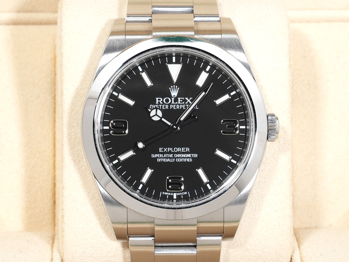ロレックス エクスプローラーI 鏡面ブラックアウト Ref.214270 SS ブラック文字盤 中古 hzxnyh2s
