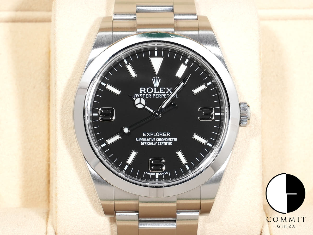 ロレックス エクスプローラーI 鏡面ブラックアウト Ref.214270 SS ブラック文字盤 中古 hzxnyh2s
