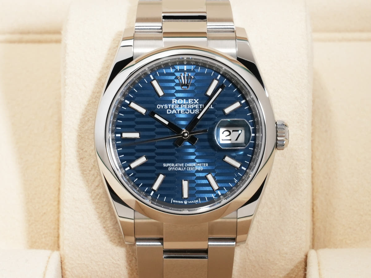 ロレックス デイトジャスト36 Ref.126200 SS ブルーフルーテッド文字盤 中古 gprtawye