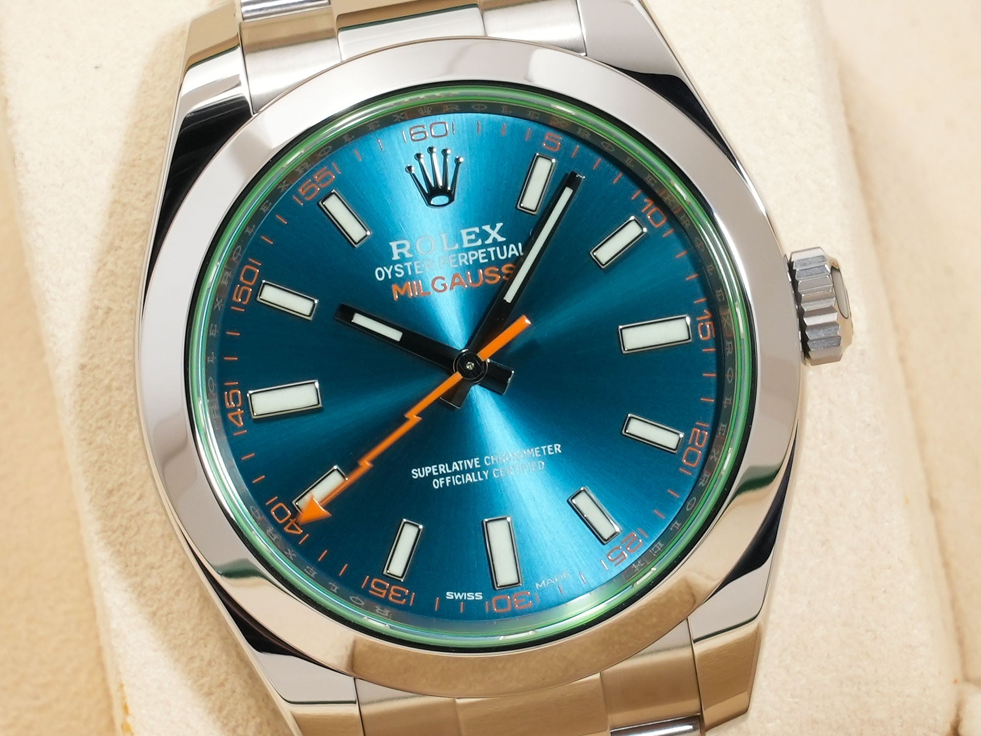 ロレックス ミルガウス Ref.116400GV SS Zブルー文字盤 美品 zii5ciqf