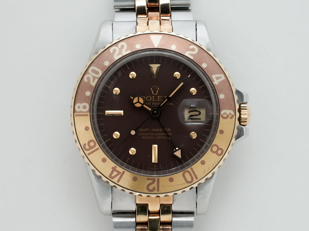Rolex GMT Master Ref.1675/3 SS/YG Brown Dial Jubilee Bracelet Used k9366yx9