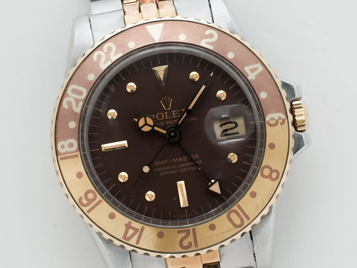 Rolex GMT Master Ref.1675/3 SS/YG Brown Dial Jubilee Bracelet Used k9366yx9