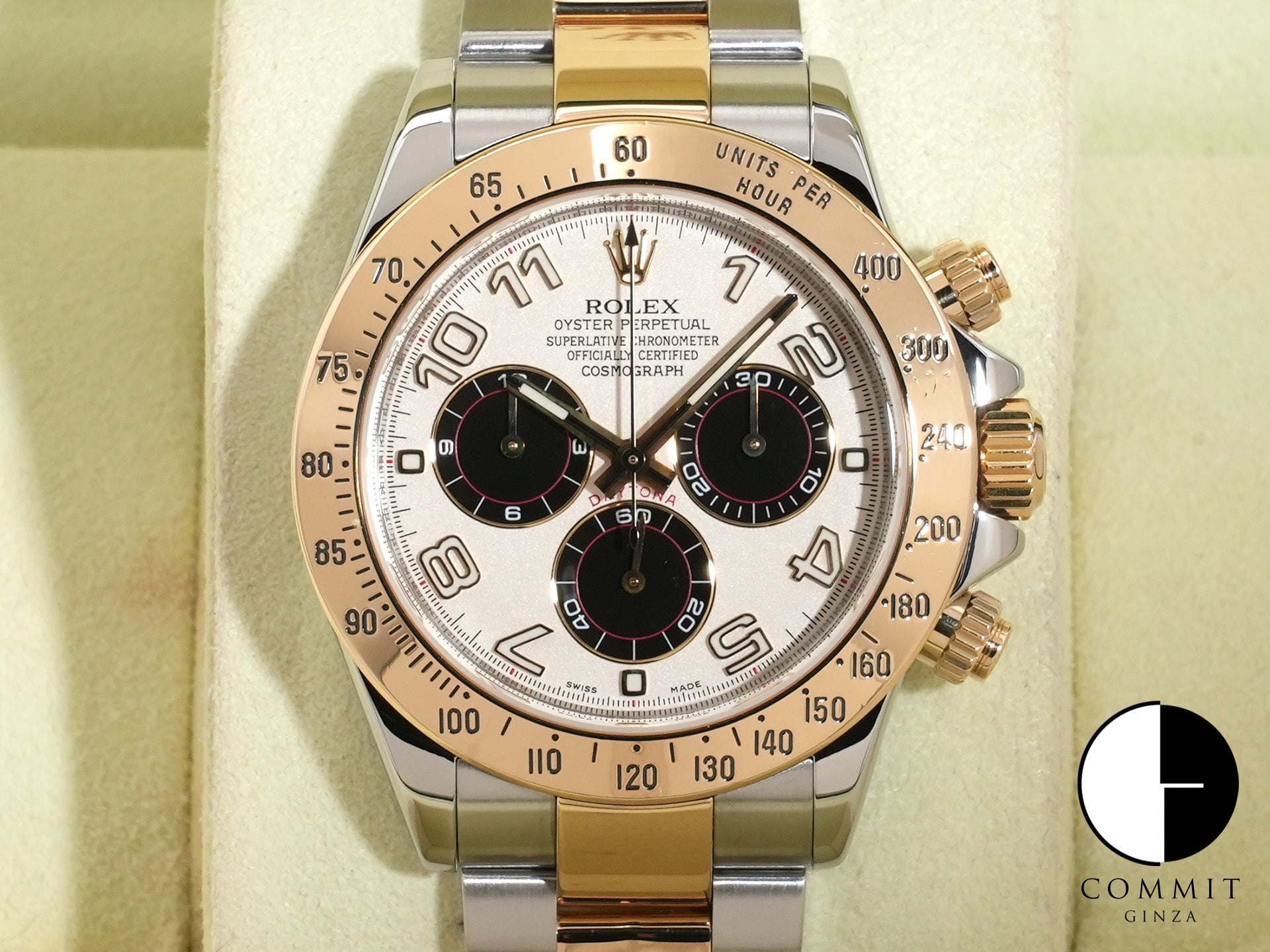 Rolex Daytona Ref.116523 SS/YG White Arabic Dial Good Condition Pre-Owned zarnpshm