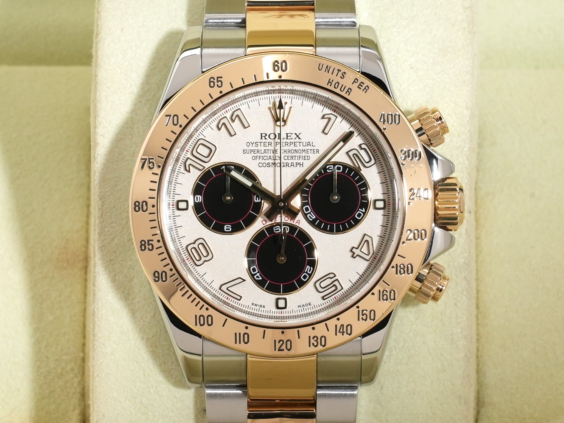 Rolex Daytona Ref.116523 SS/YG White Arabic Dial Good Condition Pre-Owned zarnpshm
