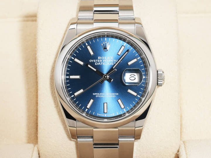 Rolex Datejust 36 Ref. 126200 Stainless Steel Bright Blue Dial