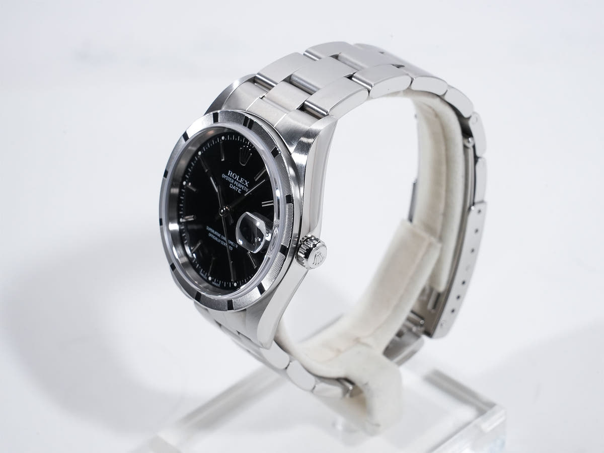 ロレックス オイスターパーペチュアル デイト Ref.15210 SS ブラック文字盤 中古 xkkex4uj
