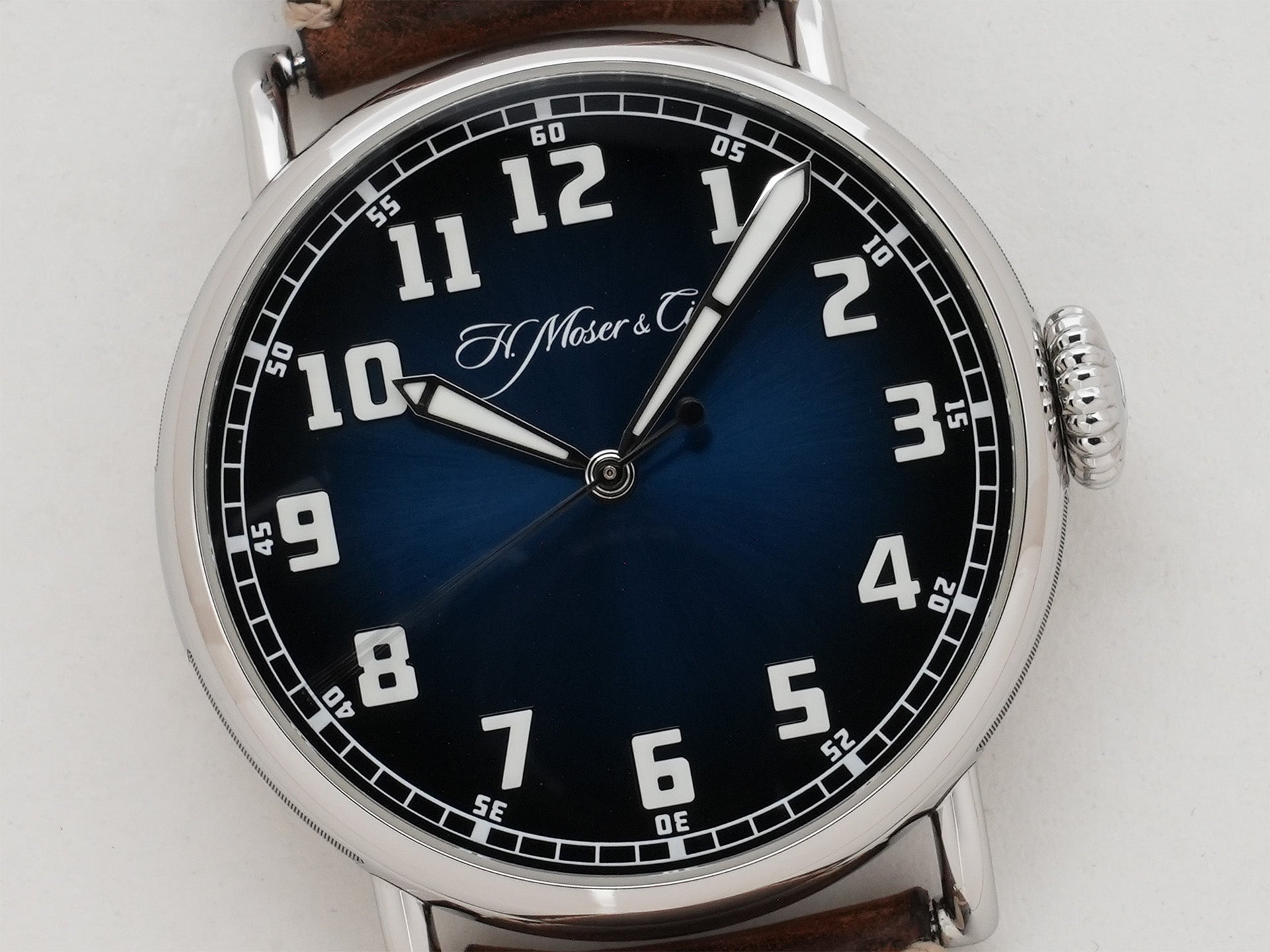 H.モーザー ヘリテージ センターセコンド Ref.8200-1201 SS ファンキーブルー フュメ文字盤 中古 mzwoma6a