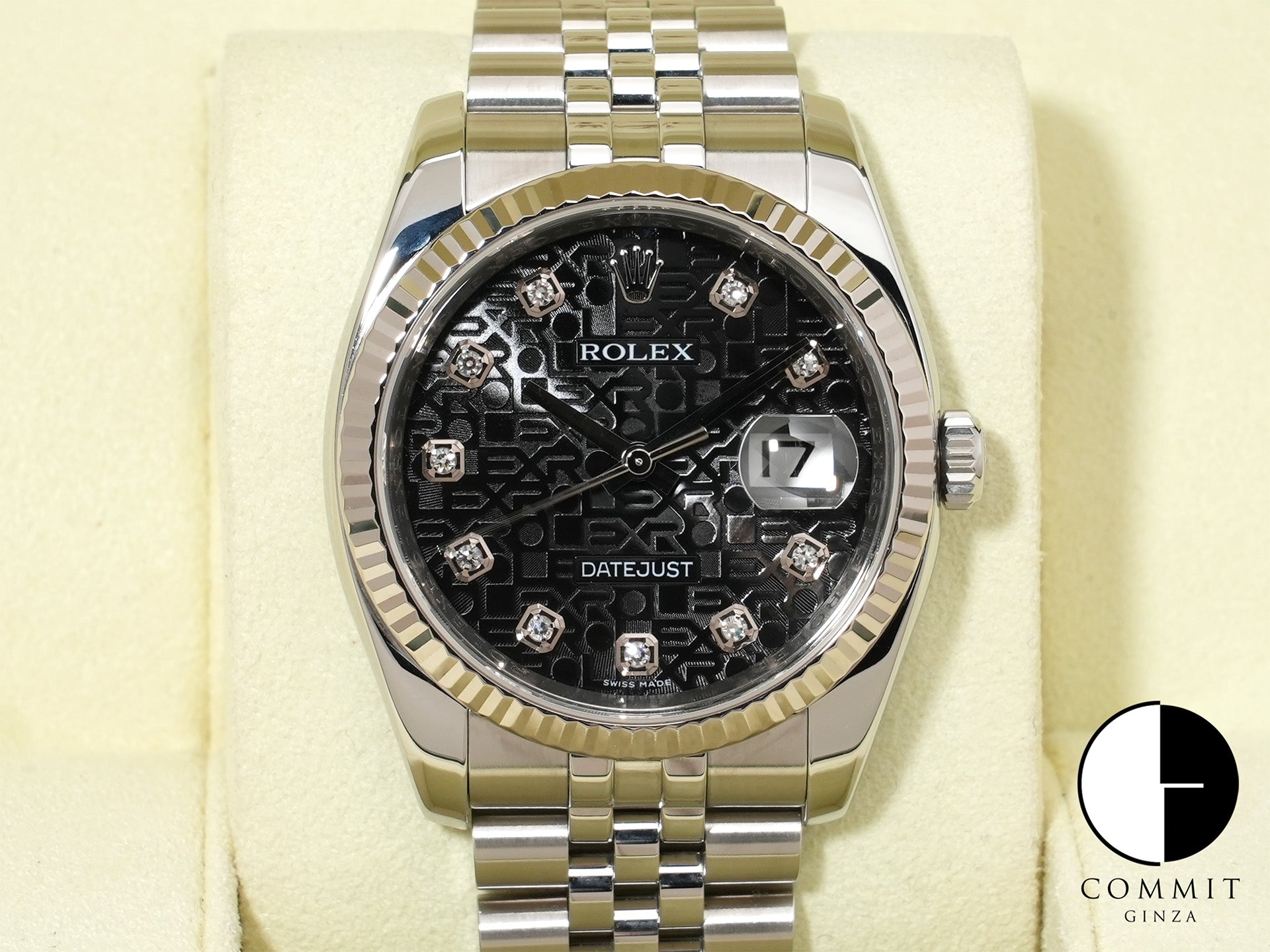 ロレックス デイトジャスト36 Ref.116234 SS/WG ブラックホリコンピューターx10Pダイヤモンド文字盤 ジュビリーブレスレット 美中古 58364b7u