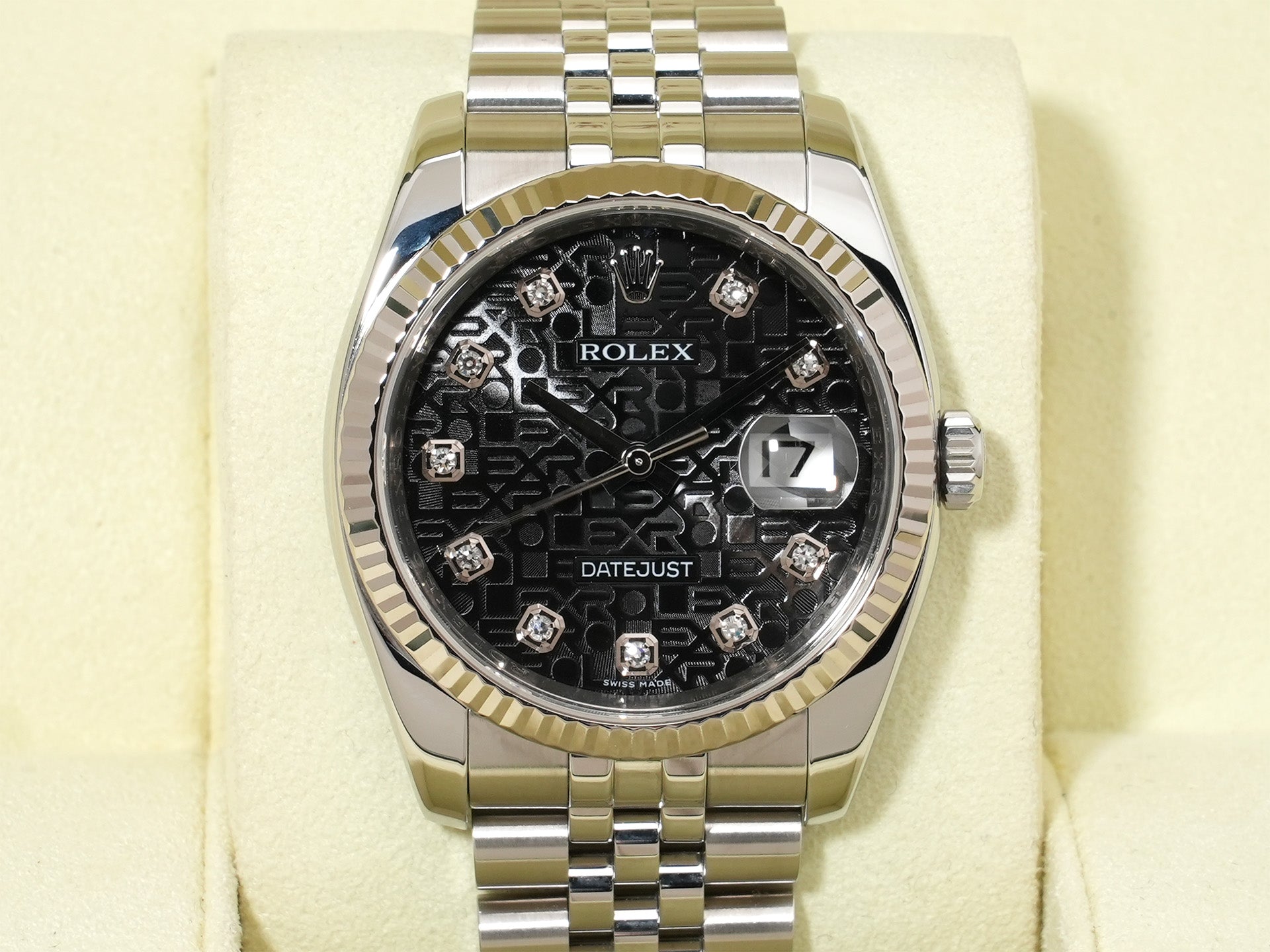 ロレックス デイトジャスト36 Ref.116234 SS/WG ブラックホリコンピューターx10Pダイヤモンド文字盤 ジュビリーブレスレット 美中古 58364b7u