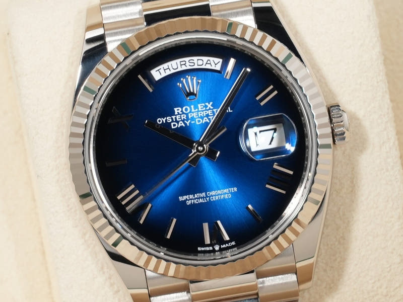 ロレックス デイデイト36 Ref.128239 18KWG ブルーオンブレ文字盤 中古 5ut4qati