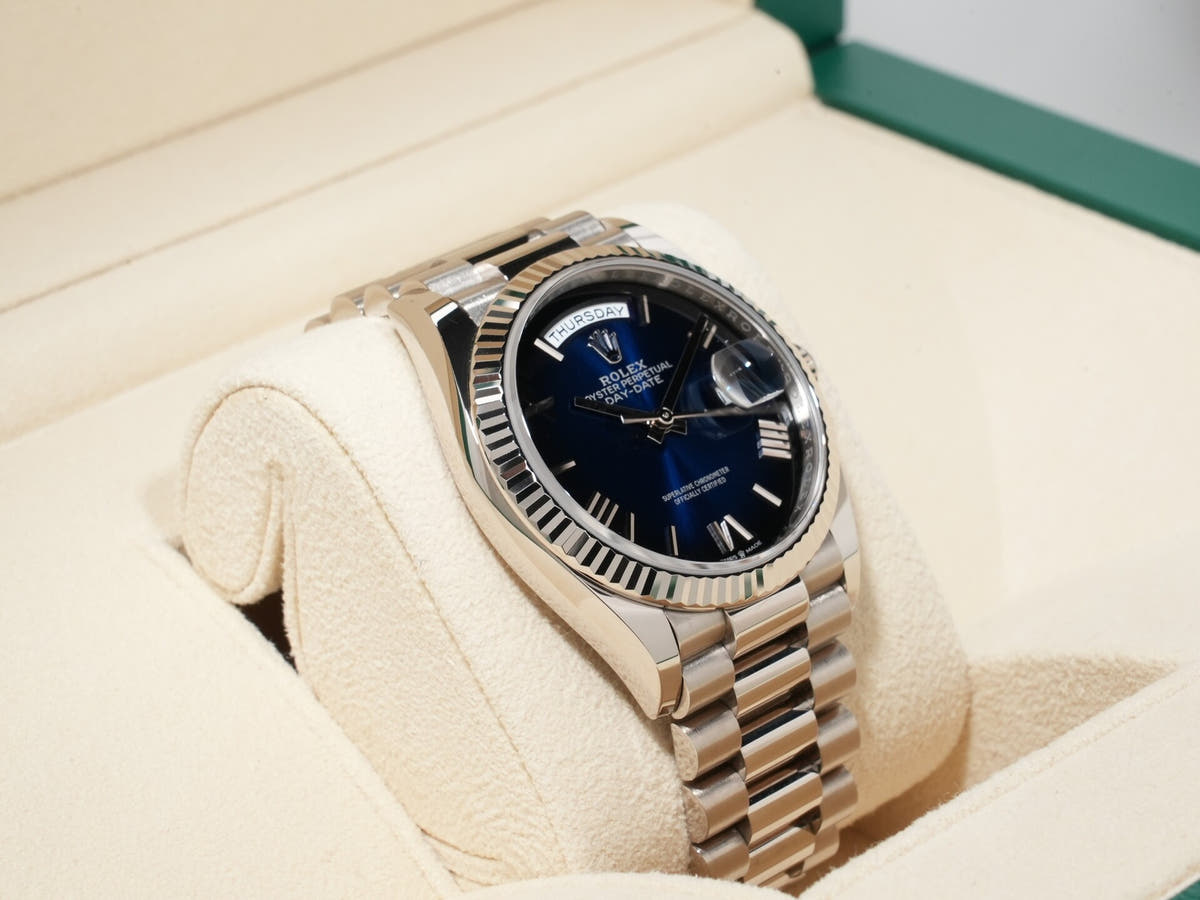 Rolex Day-Date 36 Ref.128239 18KWG Blue Ombre Dial Used 5ut4qati