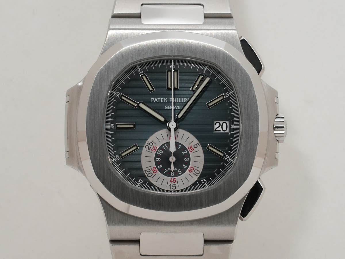 パテックフィリップ ノーチラス クロノグラフ Ref.5980/1A-001 SS ブルー文字盤 美中古 npknywtx