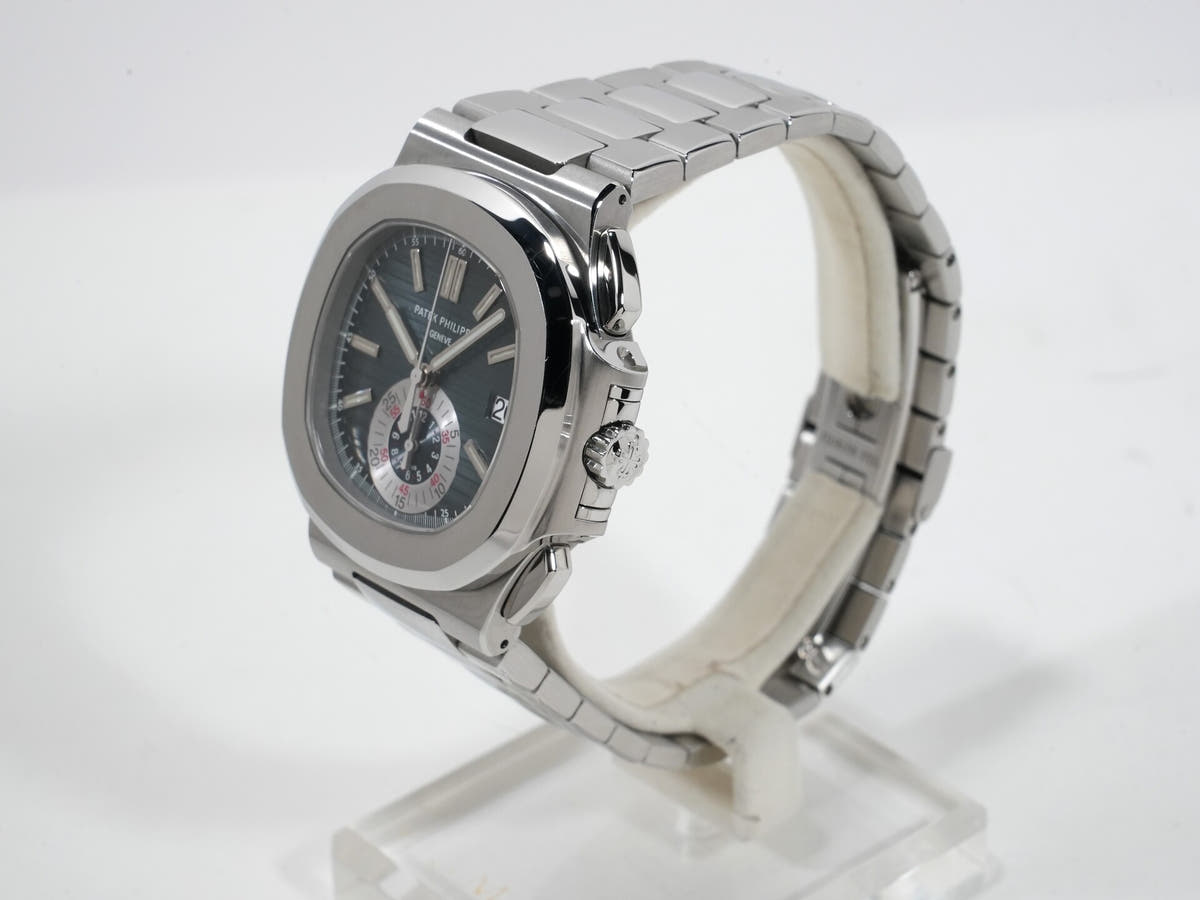 パテックフィリップ ノーチラス クロノグラフ Ref.5980/1A-001 SS ブルー文字盤 美中古 npknywtx