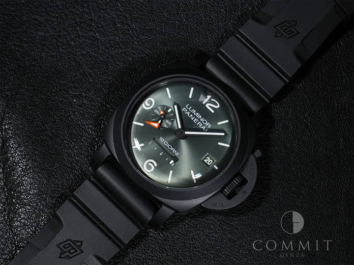 パネライ ルミノール ディエチ ジョルニ GMT チェラミカ Ref.PAM01483 BLACK CERAMIC グリーン文字盤 美中古 p2wc783g