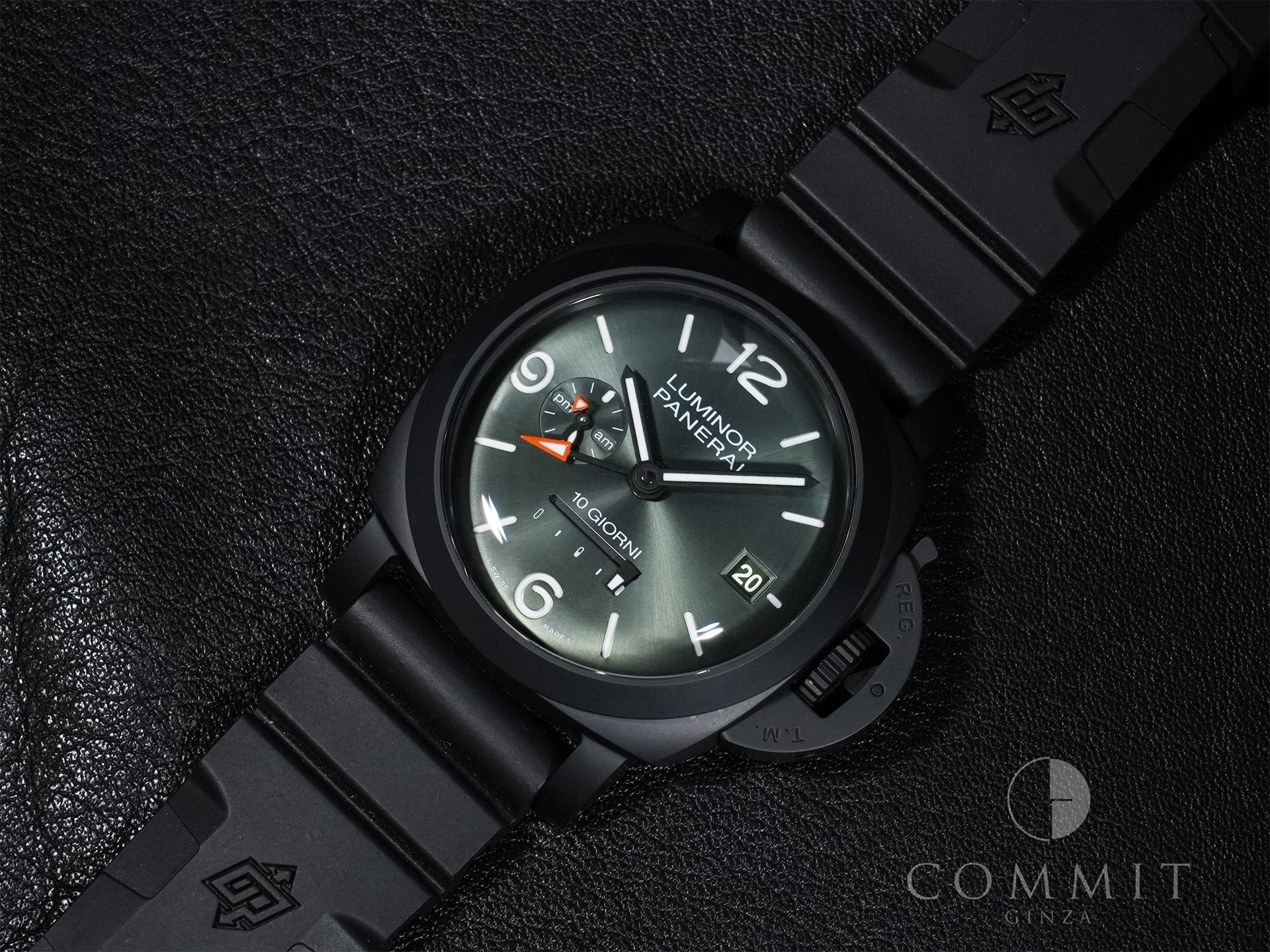 パネライ ルミノール ディエチ ジョルニ GMT チェラミカ Ref.PAM01483 BLACK CERAMIC グリーン文字盤 美中古 p2wc783g