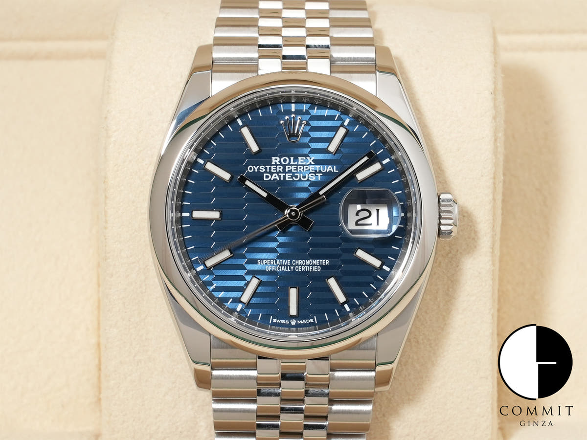 ロレックス デイトジャスト36 Ref.126200 SS ブルーフルーテッド文字盤 美品 n4ymkv9k