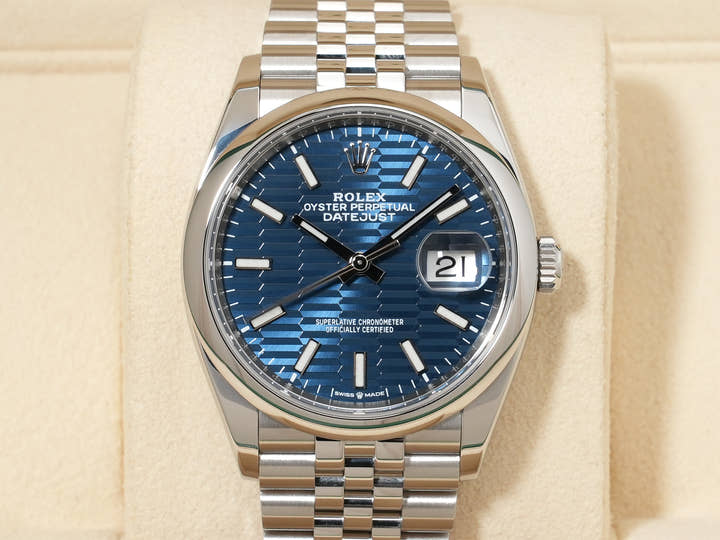 ロレックス デイトジャスト36 Ref.126200 ステンレススチール ブルーフルーテッド文字盤 ジュビリーブレスレット