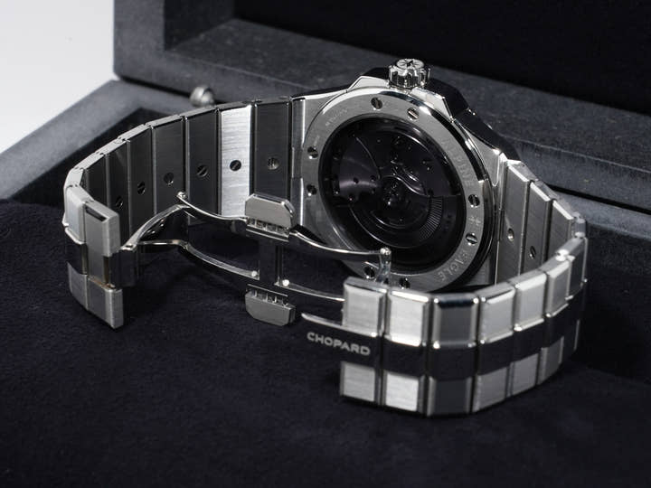 ショパール アルパイン イーグル 41 SHIKKOKU Ref.298600-3021 LUCENT STEEL ブラック文字盤 美中古 qenewgts
