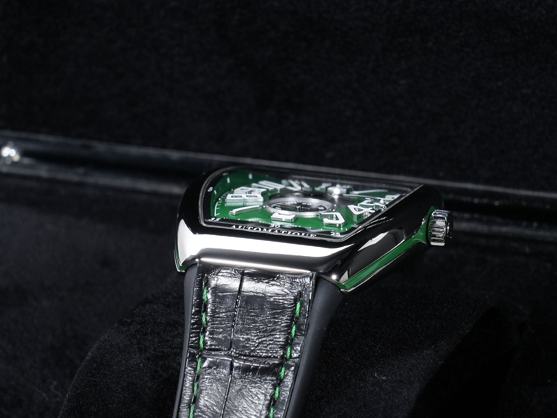 フランクミュラー ヴァンガード スリム ヴィンテージ Ref.V41SS6ATFOVIN ACVR SS グリーン文字盤 極美品 mjoej4uq