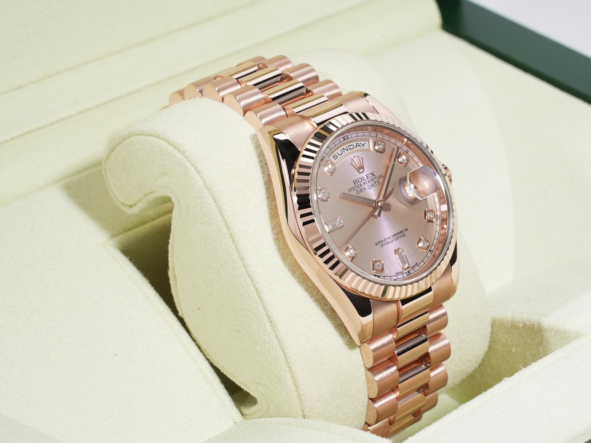 Rolex Day-Date Ref.118235A 18KPG Pink x 10P Diamond Dial Good Condition Used ax73qhh6