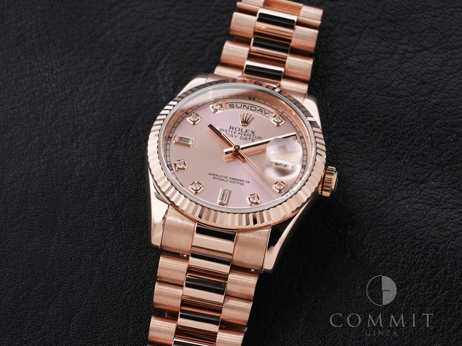 Rolex Day-Date Ref.118235A 18KPG Pink x 10P Diamond Dial Good Condition Used ax73qhh6