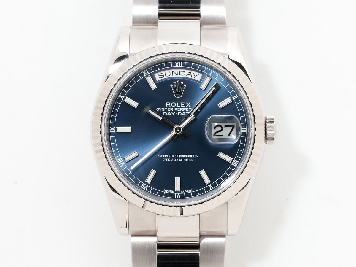 ロレックス デイデイト36 Ref.118239 18KWG ブルー文字盤 中古 st8gsrxm