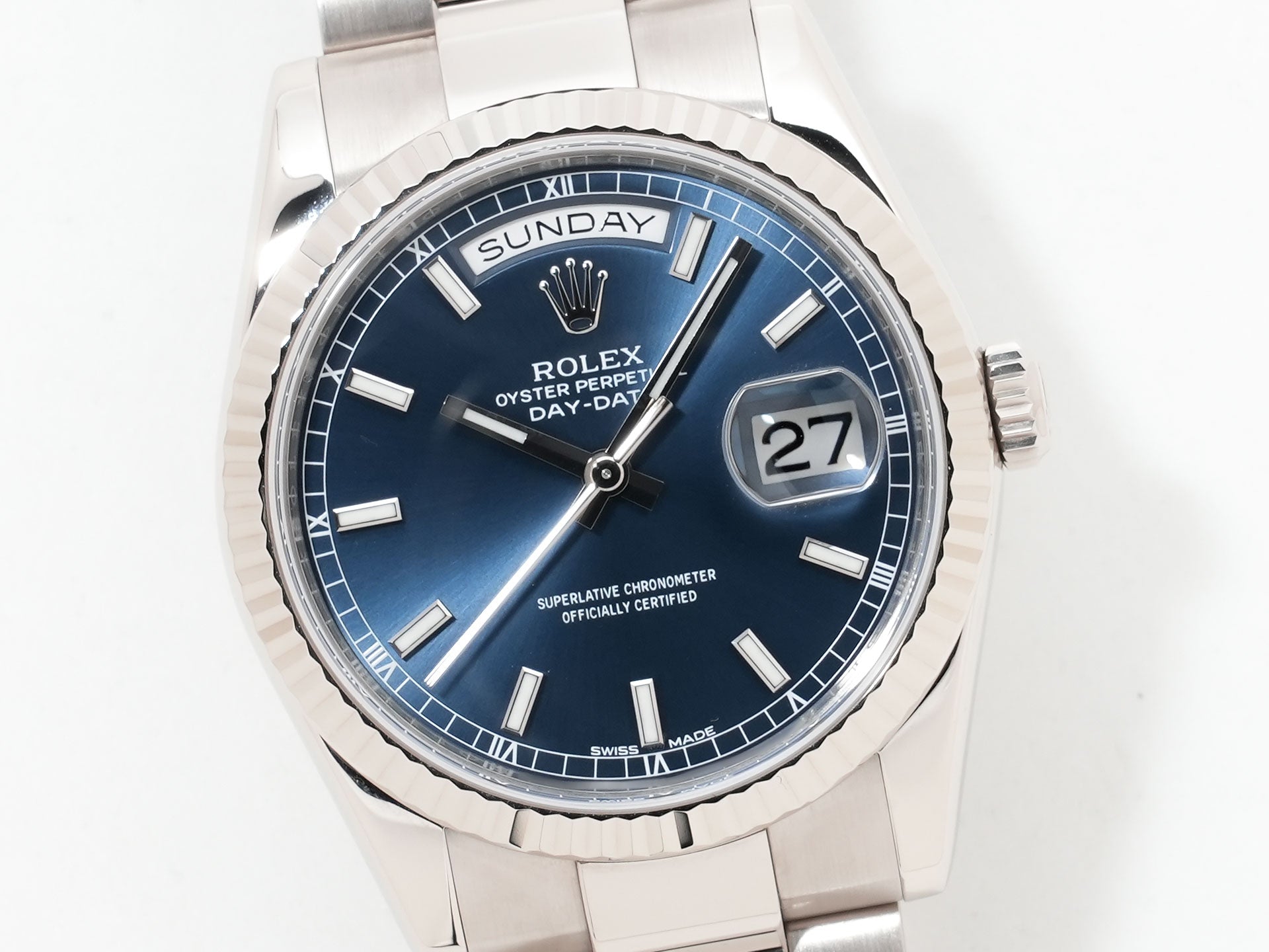 ロレックス デイデイト36 Ref.118239 18KWG ブルー文字盤 中古 st8gsrxm