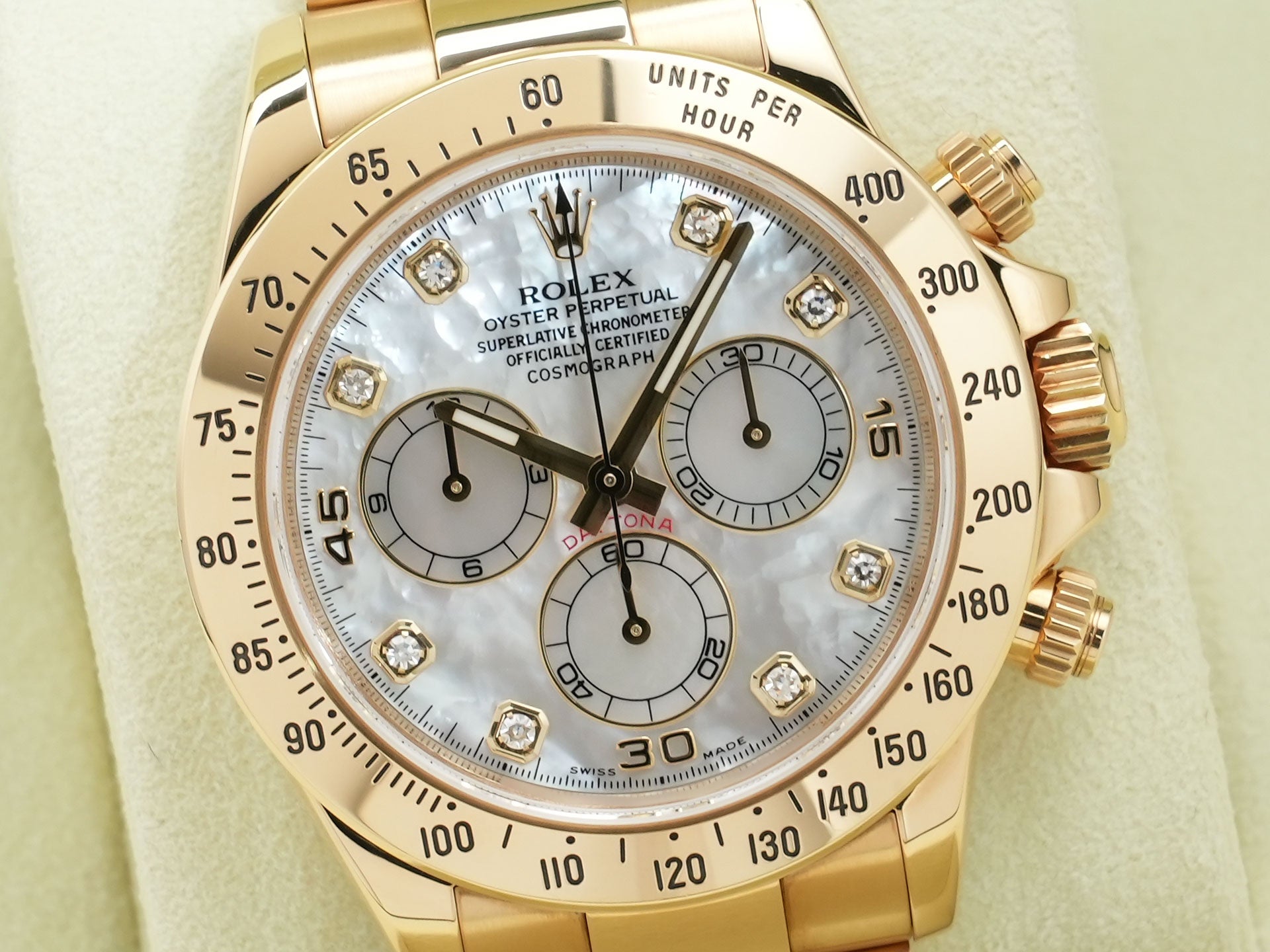 ロレックス デイトナ Ref.116528 18KYG ホワイトシェルx8Pダイヤ文字盤 中古 5wh47tz7