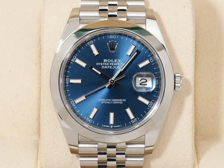 Rolex Datejust 41 Ref. 126300 Stainless Steel Bright Blue Dial