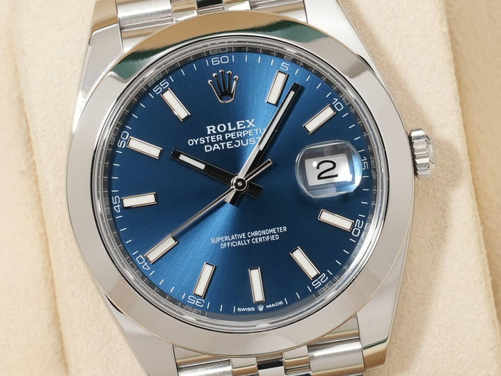 Rolex Datejust 41 Ref. 126300 Stainless Steel Bright Blue Dial