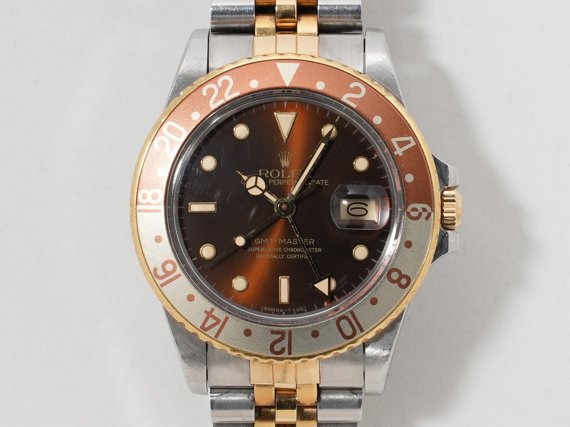 ロレックス GMTマスター Ref.16753 SS/YG ブラウン文字盤 ジュビリーブレスレット 中古 adcrqdwp