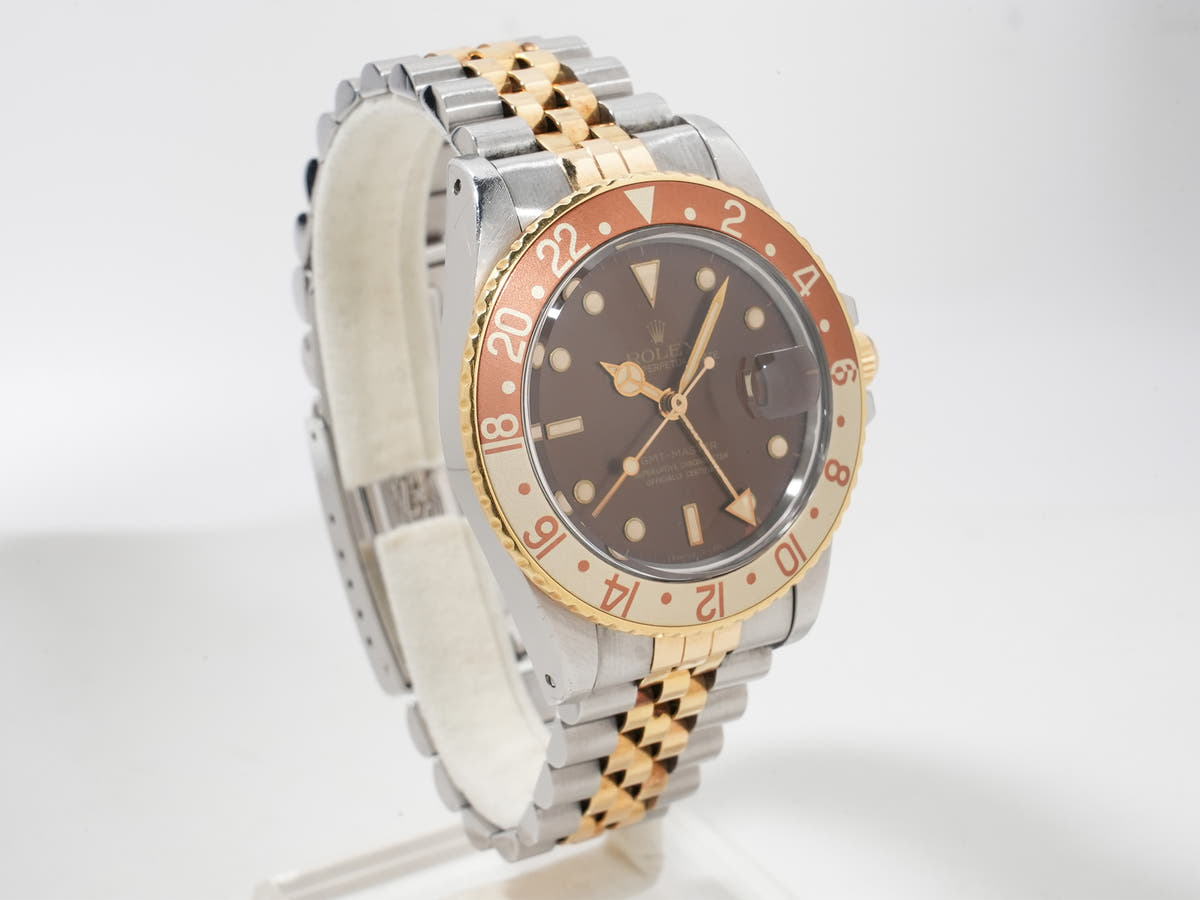 Pre-owned Rolex GMT-Master Ref. 16753 Stainless Steel/Yellow Gold with Brown Dial and Jubilee Bracelet (adcrqdwp)