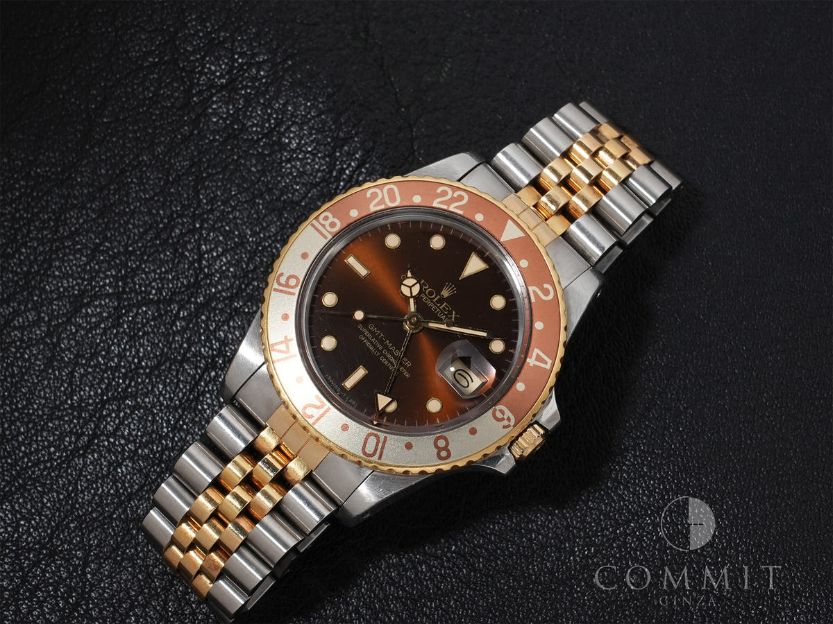 Pre-owned Rolex GMT-Master Ref. 16753 Stainless Steel/Yellow Gold with Brown Dial and Jubilee Bracelet (adcrqdwp)