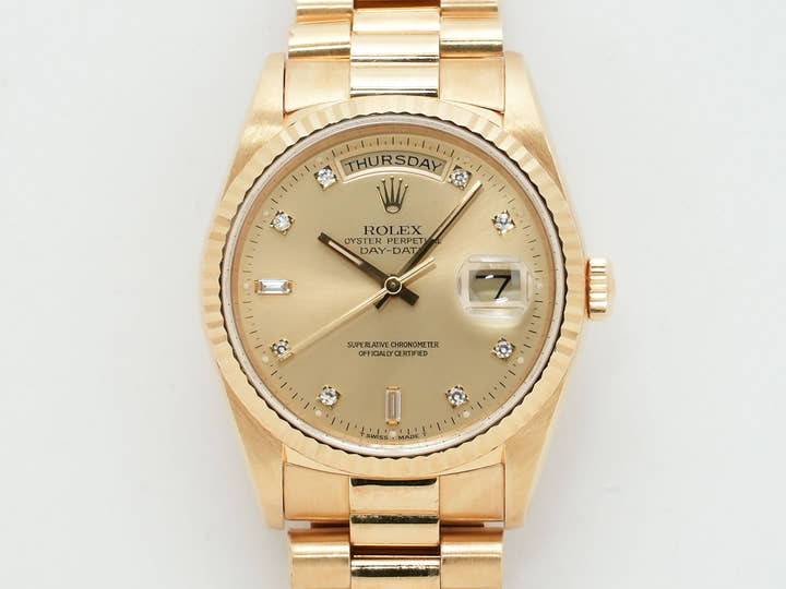 Rolex Day-Date 36 Ref. 18238A Yellow Gold Champagne Gold x 10P Diamond Dial