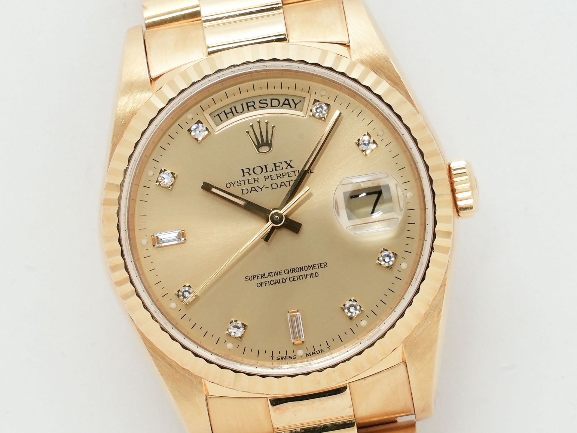 Pre-owned Rolex Day-Date 36 Ref. 18238A 18KYG Champagne Gold with 10 Diamond Dial (tros2mqm)
