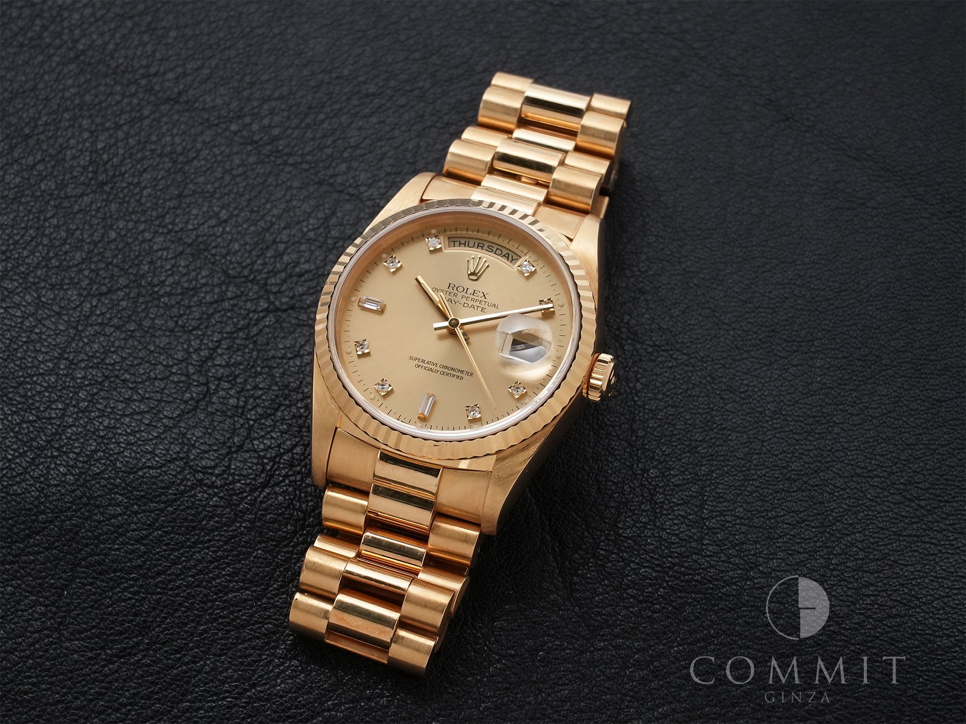 Pre-owned Rolex Day-Date 36 Ref. 18238A 18KYG Champagne Gold with 10 Diamond Dial (tros2mqm)