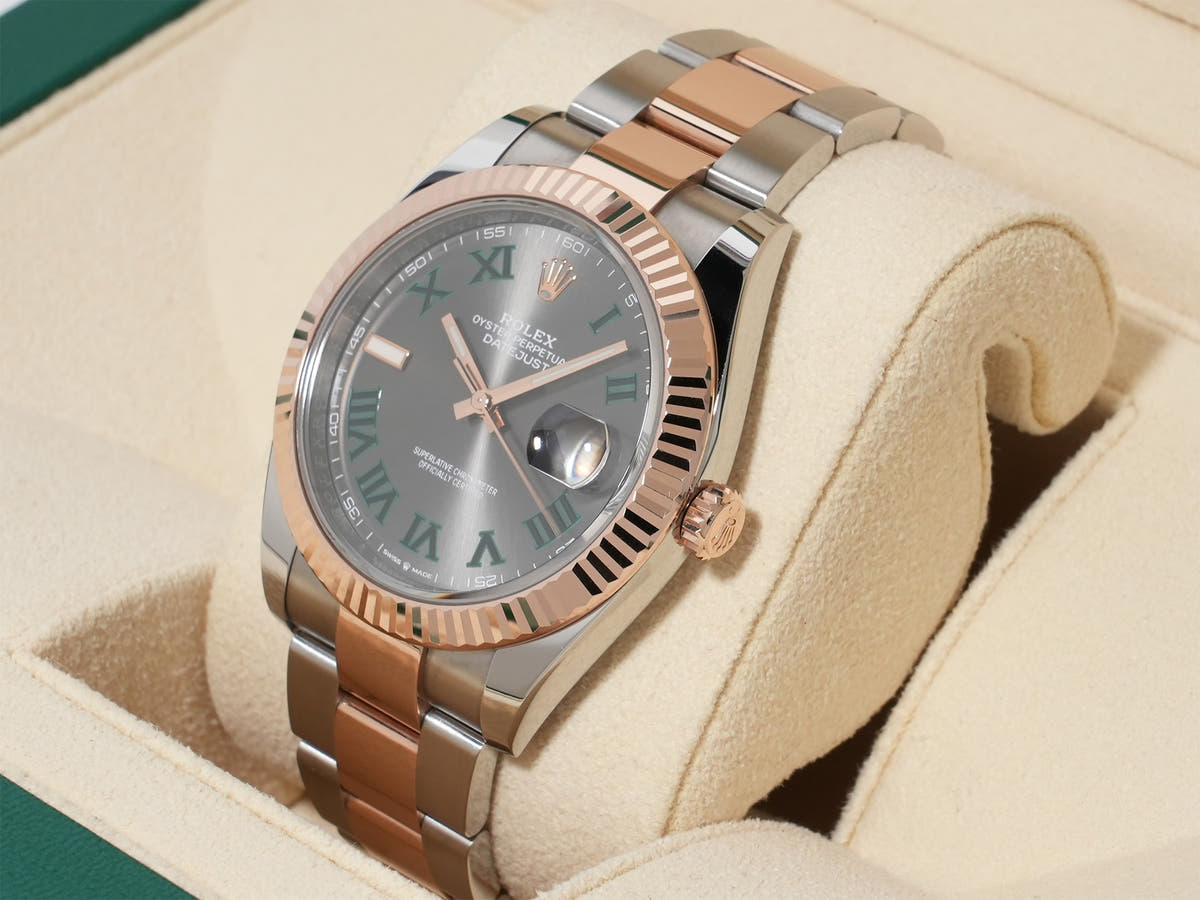 Rolex Datejust 41 Ref.126331 SS/ERG Slate Roman Dial Oyster Bracelet Good Condition Pre-Owned 23jnm6gp