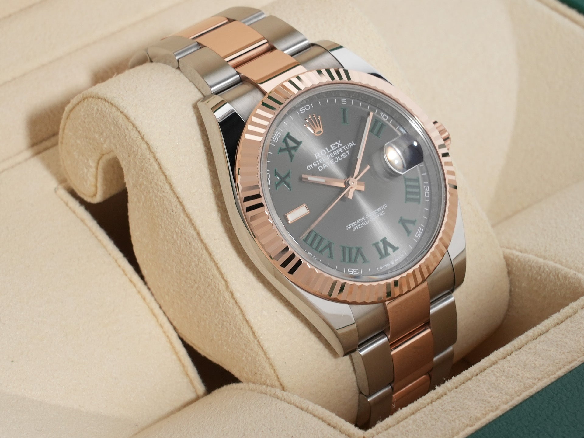 Rolex Datejust 41 Ref.126331 SS/ERG Slate Roman Dial Oyster Bracelet Good Condition Pre-Owned 23jnm6gp