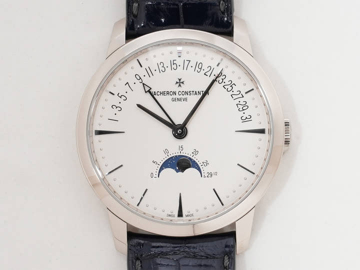 Vacheron Constantin Patrimony Moon Phase Retrograde Date Ref. 4010U/000G-B330 18K White Gold Silver Dial Excellent Condition atrcmofb