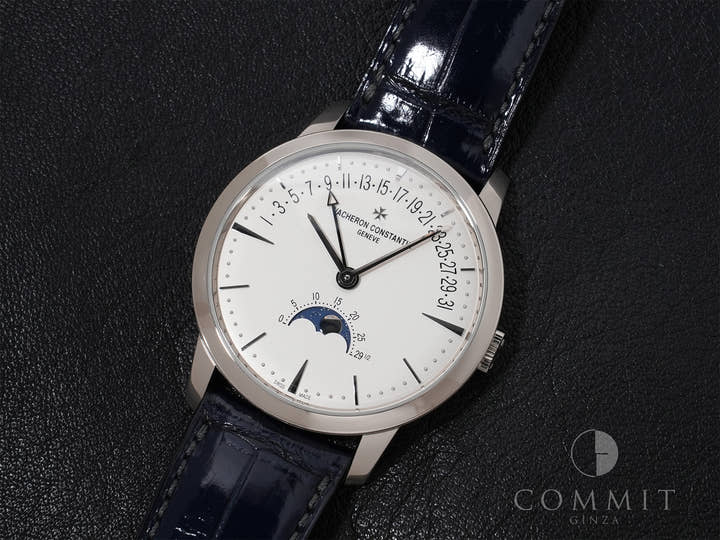 Vacheron Constantin Patrimony Moon Phase Retrograde Date Ref. 4010U/000G-B330 18K White Gold Silver Dial Excellent Condition atrcmofb