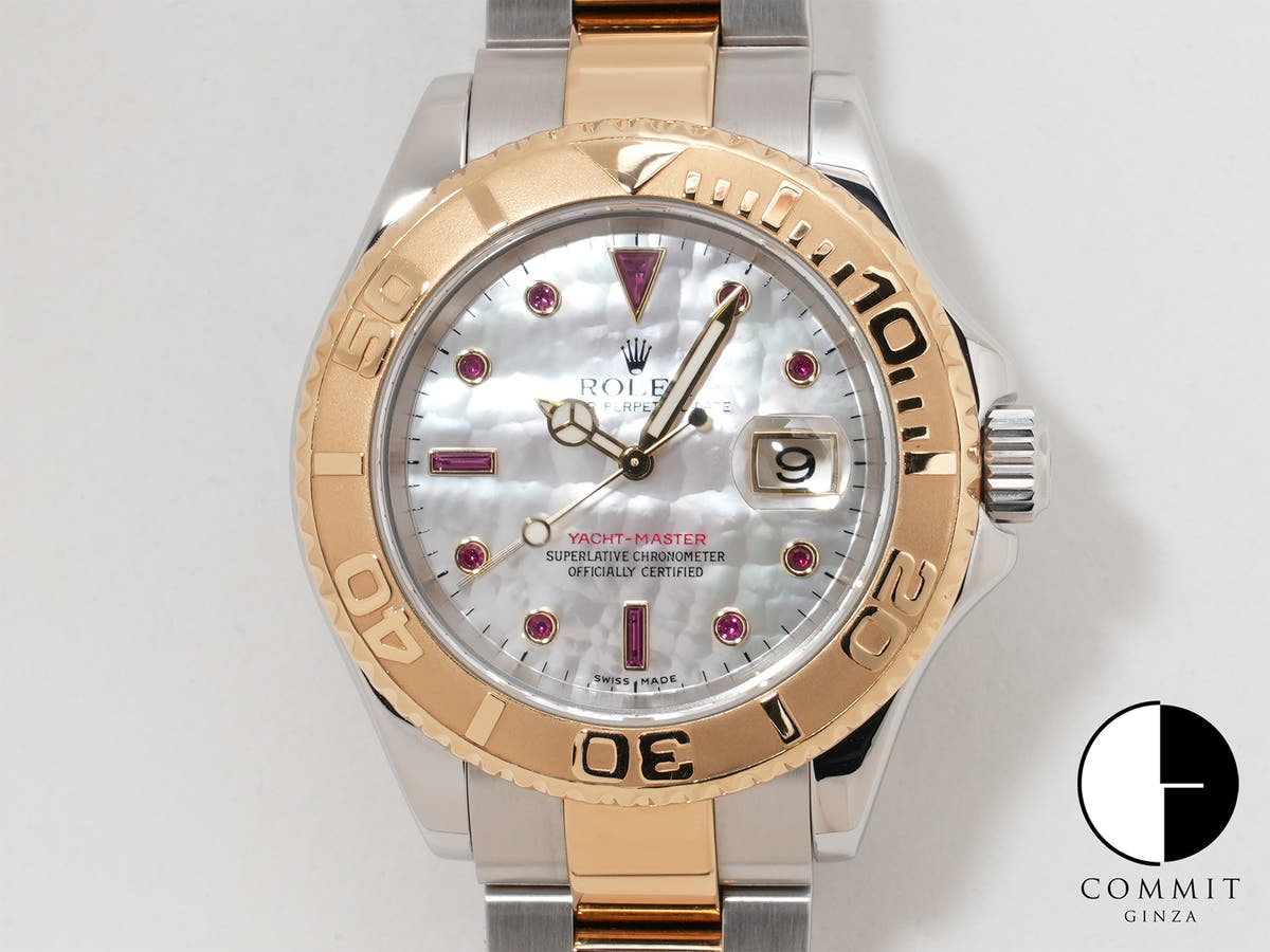 Rolex Yacht-Master 40 Ref. 16623NGR Stainless Steel/Yellow Gold with White Shell and Ruby Dial, Excellent Condition (ifk3zxax)