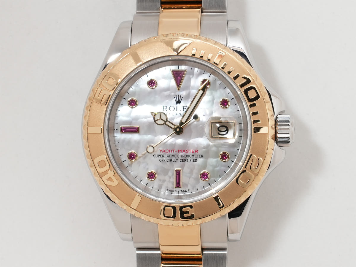Rolex Yacht-Master 40 Ref. 16623NGR Stainless Steel/Yellow Gold with White Shell and Ruby Dial, Excellent Condition (ifk3zxax)