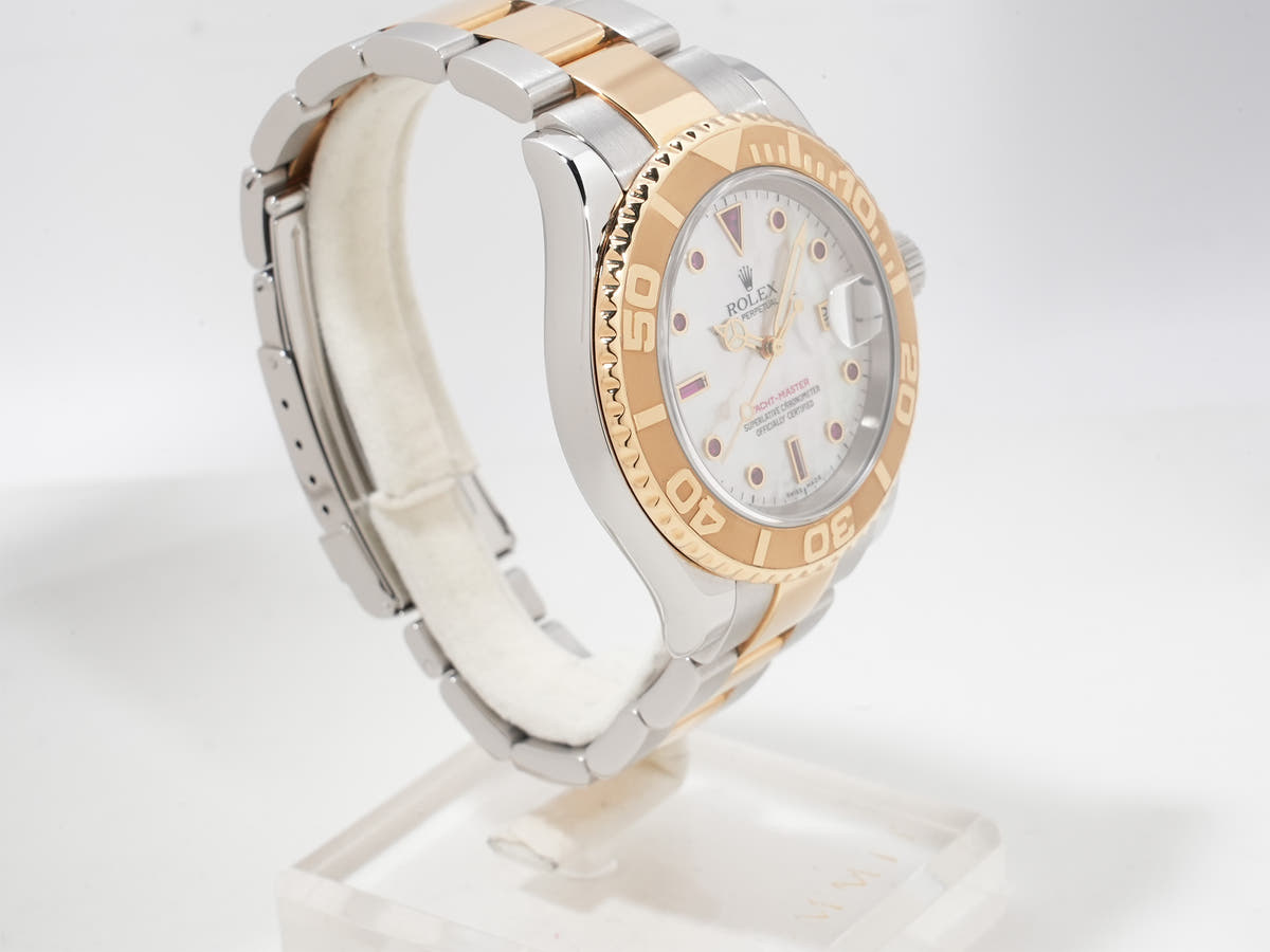 Rolex Yacht-Master 40 Ref. 16623NGR Stainless Steel/Yellow Gold with White Shell and Ruby Dial, Excellent Condition (ifk3zxax)