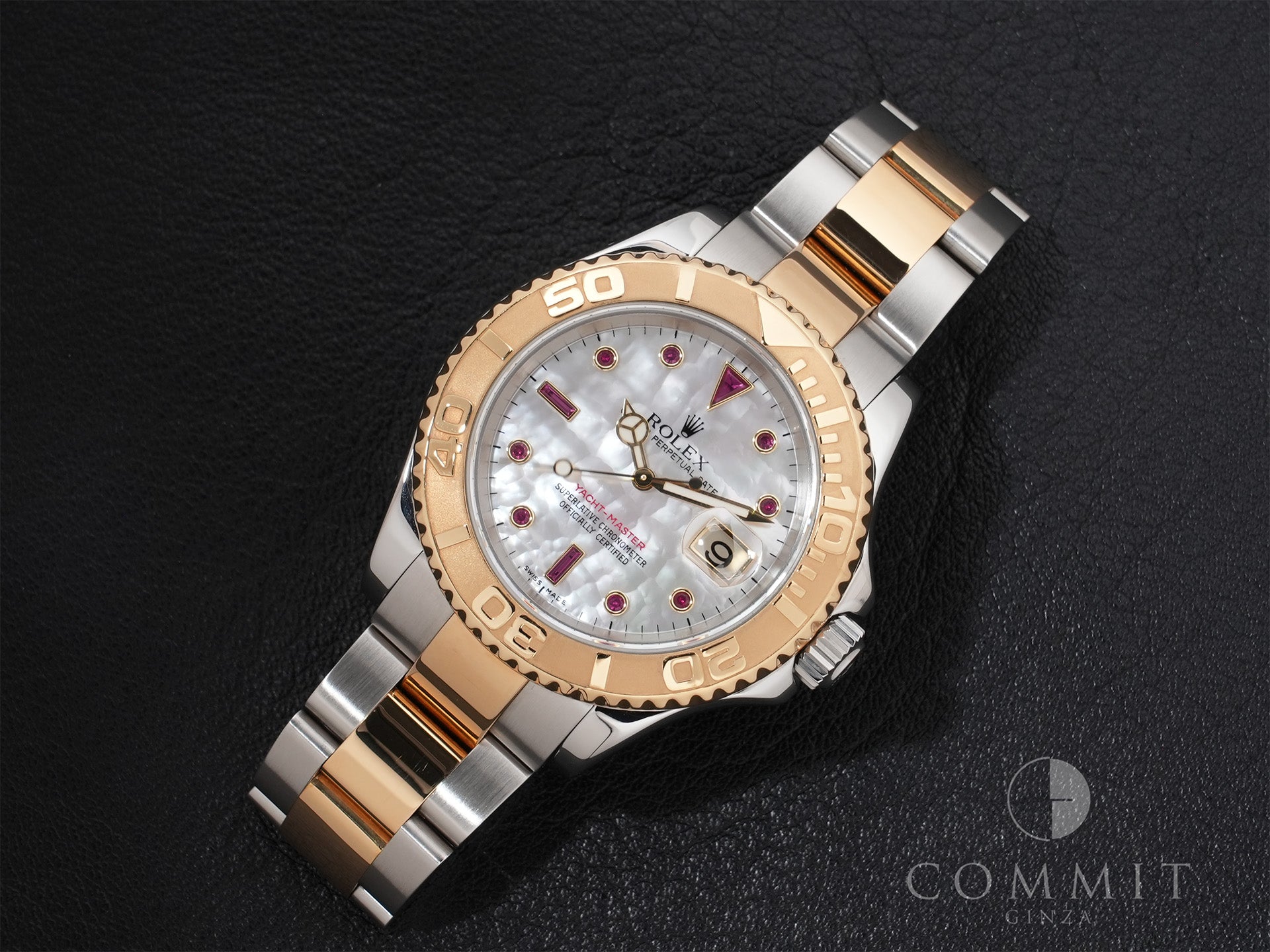 Rolex Yacht-Master 40 Ref. 16623NGR Stainless Steel/Yellow Gold with White Shell and Ruby Dial, Excellent Condition (ifk3zxax)
